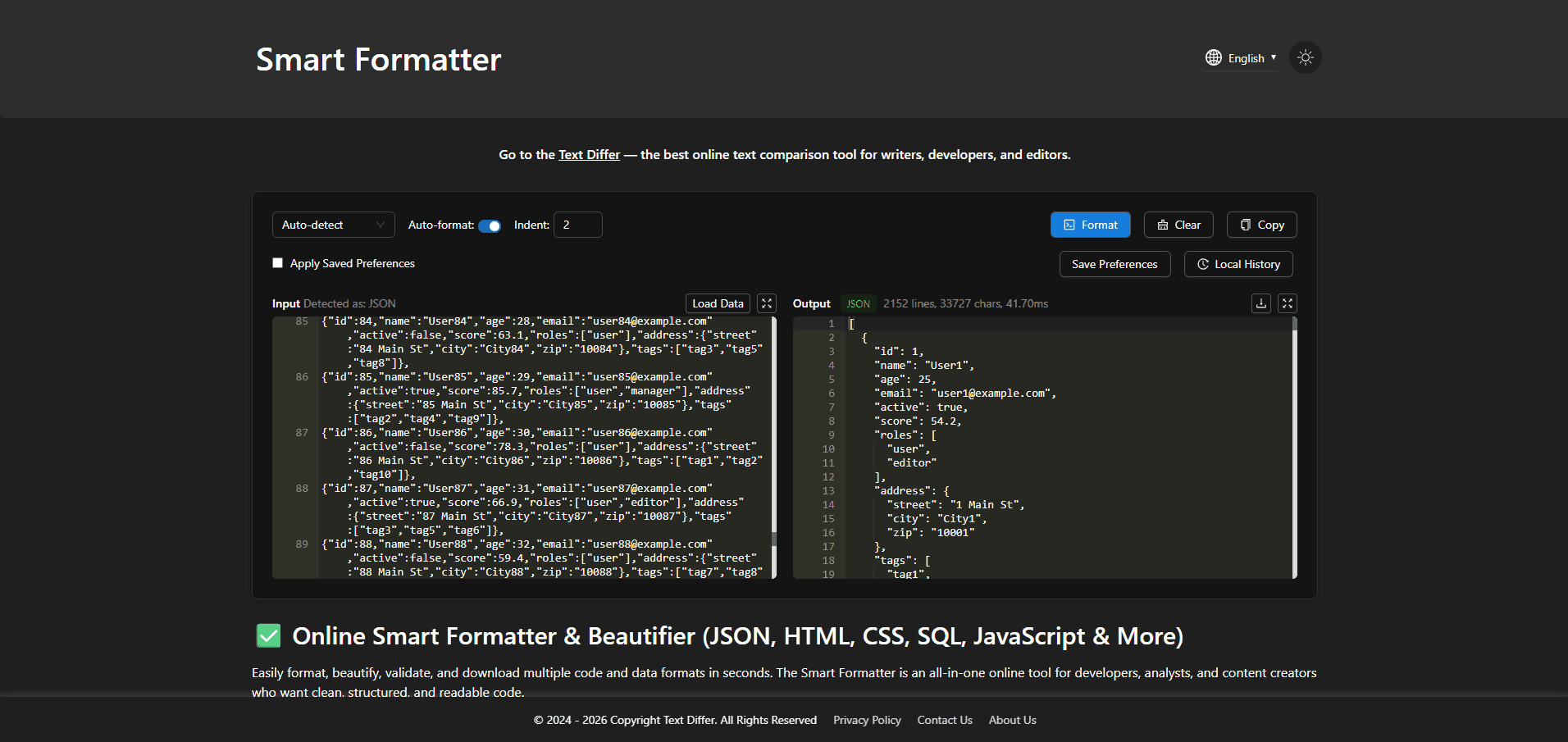 Smart Formatter Tool – Instantly Format Your Code & Text for Clean, Readable Output